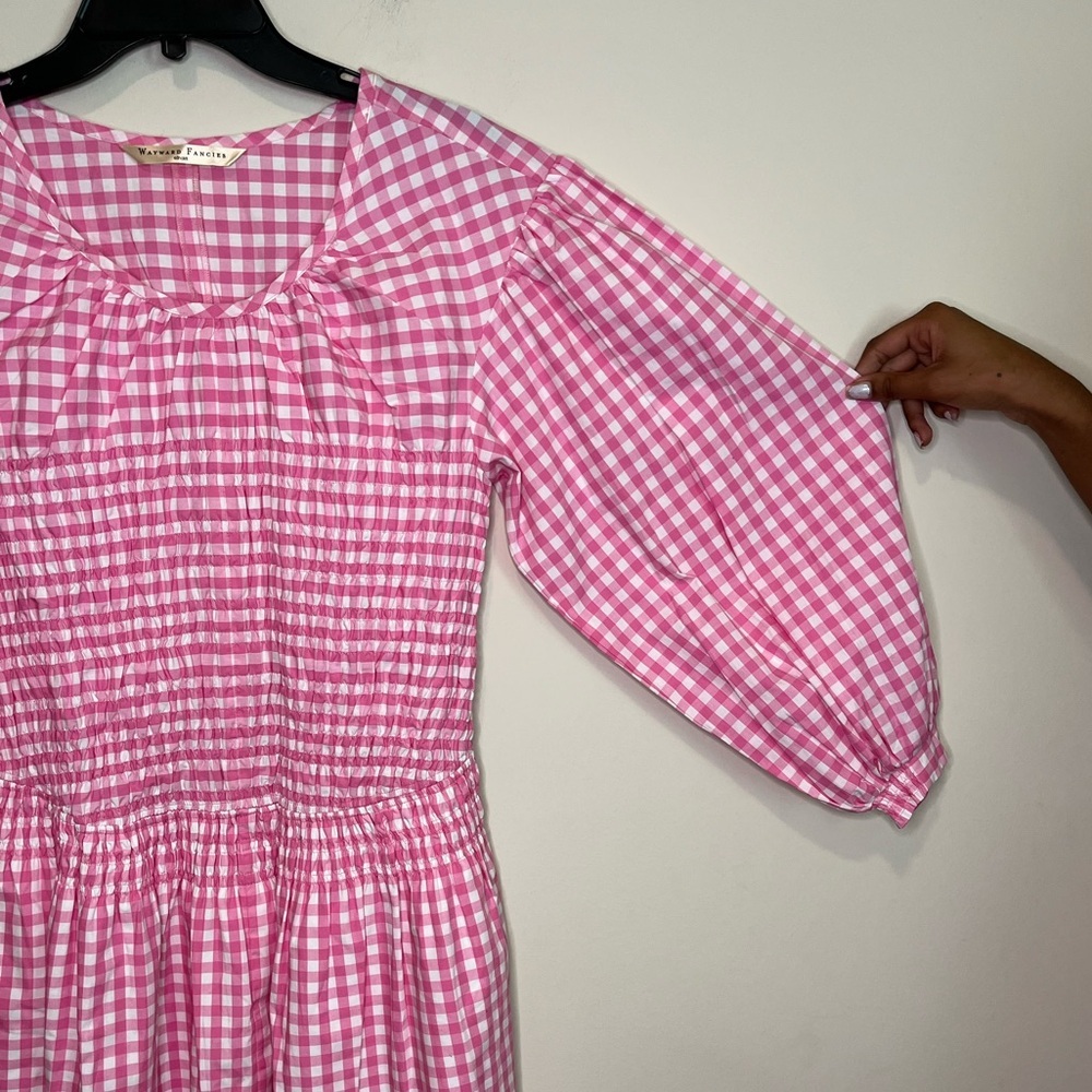 Wayward Fancies Smocked Gingham Puff Sleeve Dress Size Medium - Picture 7 of 11